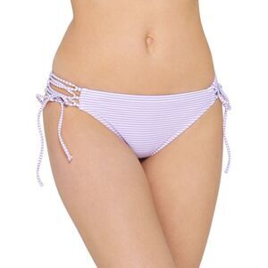 Hula Honey Juniors Sailor Stripe Tie Hipster Bikini Bottoms Light Purple Med NWT